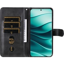 4U Sky Xiaomi Redmi Note 14 Pro+ 5G-Note 14 Pro 5G Kılıf Fermuarlı Cüzdan Buzağı Dokusu Pu Deri Telefon Kapağı-Siyah (Yurt Dışından)