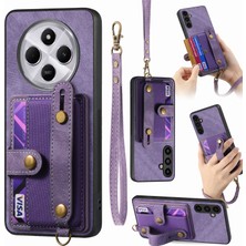4U Sky Telefon Kılıfı Xiaomi Redmi Için 14C 4G-14R 5G-Poco C75 4G Bileklik Pu Deri Retro Arka Kapak Kart Tutucu-Mor (Yurt Dışından)