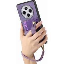 4U Sky Telefon Kılıfı Xiaomi Redmi Için 14C 4G-14R 5G-Poco C75 4G Bileklik Pu Deri Retro Arka Kapak Kart Tutucu-Mor (Yurt Dışından)