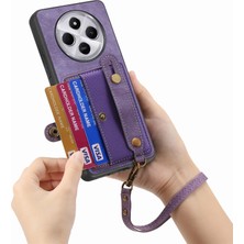 4U Sky Telefon Kılıfı Xiaomi Redmi Için 14C 4G-14R 5G-Poco C75 4G Bileklik Pu Deri Retro Arka Kapak Kart Tutucu-Mor (Yurt Dışından)