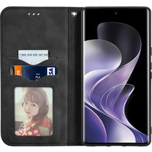 4U Sky Xiaomi Redmi Için Not 14 Pro + 5G Kılıf Cilt Dokunmatik Duygu Deri Kart Tutucu Telefon Kapağı Manyetik Emme-Siyah (Yurt Dışından)