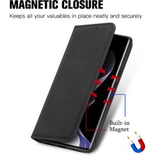 4U Sky Xiaomi Redmi Için Not 14 Pro + 5G Kılıf Cilt Dokunmatik Duygu Deri Kart Tutucu Telefon Kapağı Manyetik Emme-Siyah (Yurt Dışından)