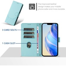 4U Sky Xiaomi 14T Kılıf Baskılı Petek Rfıd Engelleme Deri Telefon Kılıfı, Kayış-Nane Yeşili Için (Yurt Dışından)