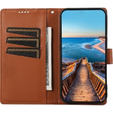 4U Sky Df-06 Xiaomi Redmi Note 14 Pro 5G Telefon Kılıfı Hattı Baskı Deri Cüzdan Kapağı-Kahverengi (Yurt Dışından)