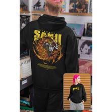 One Piece Sanji Sırt Baskılı Kapüşonlu Sweatshirt, Unisex Oversize Anime Baskılı Hoodie