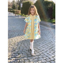 HC Kids Wear Kız Çocuk Limon Desenli Fularlı Elbise