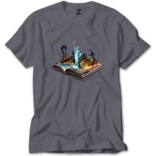 Z zepplin Usa View Book Gri Tişört