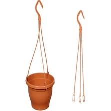 Katı Plastik Makrome Askılı Saksı 20 Adet Kahverengi 16 cm