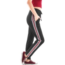 Asn Concept Antrasit Renk Pamuklu Kumaş Şeritli Kadın Eşofman Altı (Büyük Beden Seçeneğiyle)