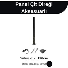 Telfence 150CM Siyah Panel Çit Direği Aksesuarlı