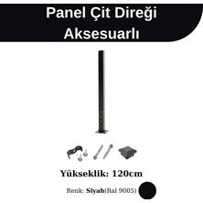 Telfence 120CM Siyah Panel Çit Direği Aksesuarlı