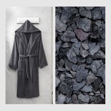 Rebeka Home Collection Doğa Antrasit Kiremit Kapşonlu Bornoz