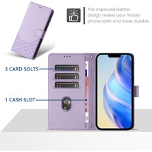 4U Sky Xiaomi Redmi Için Not 14 Pro + 5g/xiaomi Redmi Not 14 Pro 5g Kılıf Baskılı Petek Rfıd Engelleme Deri Telefon Kılıfı ile Kayış-Açık Mor (Yurt Dışından)