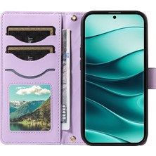 4U Sky Xiaomi Redmi Note 14 Pro 5g/14 Pro+ 5g Kılıf Cüzdan Eşkenar Dörtgen Deri Telefon Kılıfı, Omuz Askılı, Bilek Askısı-Açık Mor (Yurt Dışından)