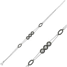 925 Ayar Gümüş Üç Taşlı Bileklik