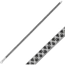 HS Demirci 925 Ayar Gümüş Siyah Beyaz Taşlı Su Yolu Bileklik