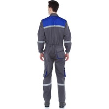 Ağca İş Elbiseleri 16/12 Gabardin Gri-Mavi Tulum