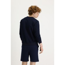 Bisiklet Yaka Nakışlı Pamuklu Sweatshirt