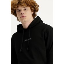 Kapüşonlu Nakışlı Pamuklu Sweatshirt