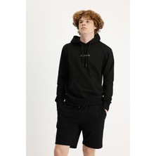Kapüşonlu Nakışlı Pamuklu Sweatshirt