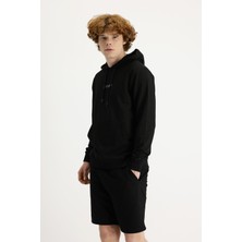 Kapüşonlu Nakışlı Pamuklu Sweatshirt