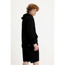 Kapüşonlu Nakışlı Pamuklu Sweatshirt