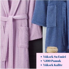 Rebeka Home Collection Lavanta Lacivert Havlulu Bornoz 4'lü Set