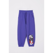 Zepkids Sevimli Kedicikler Baskılı Mor Renk Kız Çocuk  Eşofman Tek Alt