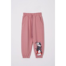 Zepkids Sevimli Kedicikler Baskılı Gül Kurusu Renk Kız Çocuk Eşofman Tek Alt