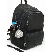 Kılinkır Çok Gözlü Geniş Hacimli Suya Dayanıklı Kumaş Unisex Siyah Okul Çantası Sırt Çantası