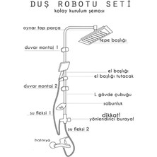 Toptanfoni Dubai Duş Seti Çiftli Yağmurlama Robot Duş Seti, Krom Duş Takımı
