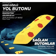 Zeplin 5 Adet Dikdörtgen Mercekli Yol Butonu Sarı Renk