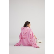 Holly Lolly Kadın Pembe Standart Oversize Kapüşonlu Eye Unisex Sweat