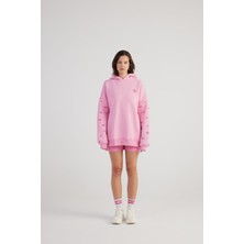 Holly Lolly Kadın Pembe Standart Oversize Kapüşonlu Eye Unisex Sweat