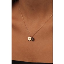 Diamine 14 Ayar Altın Forse Zincir Yuvarlak Plaka Harf Kolye