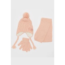 FLORİ Çiçek Desenli 3'lü Bere Takımı