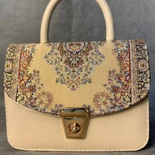 Uretti - Hüseyin 1361 Mozaik Desenli Kadın Beyaz Çapraz Çanta - 14 x 18 cm