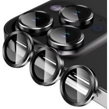 URR iPhone 16 Pro Titanium Alloy Kamera Lens Koruyucu Siyah