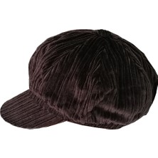 Kadın Denizci Tipi Kadife Şapka Koyu Kahverengi 1243