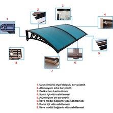 Yapısan Plastik Ayak 6mm Bronz Levhalı Pratik Sundurma Kanopi 100 x 300  cm  Antrasit Gri