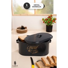 Siyah Bread Baskılı 12 Lt Metal Ekmeklik -  Ekmek Kutusu ve Ekmek Sepeti