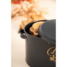 Siyah Bread Baskılı 12 Lt Metal Ekmeklik -  Ekmek Kutusu ve Ekmek Sepeti
