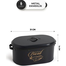 Siyah Bread Baskılı 12 Lt Metal Ekmeklik -  Ekmek Kutusu ve Ekmek Sepeti