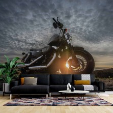 Duvar Kağıdı Baskı Motorsiklet Bulut Manzaralı Duvar Kağıdı