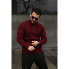 Trendseninle Erkek Bordo Boğazlı Balıkçı Yaka Kışlık Triko Kazak