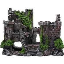 7X18X13CM Tarzı Akvaryum Kaya Dekorasyonu Balık Tankı Yapay Reçine Kaya Manzara Antik Kale Dekor Süs Akvaryum Aksesuarı (Yurt Dışından)