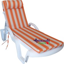 MİRZADE ŞEZLONG MİNDERİ LÜKS SU GEÇİRMEZ KUMAŞ YASTIKLI GRİ SÜNGERLİ FERMUARLI-TURUNCU KREM