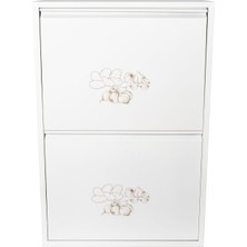 Leyl 2 Katlı 4 Bölmeli Beyaz Baskılı Metal Sebzelik – 100 x 26 x 62 cm Çok Amaçlı  Dolap