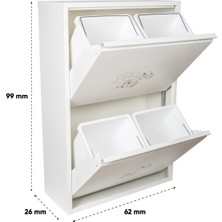 Leyl 2 Katlı 4 Bölmeli Beyaz Baskılı Metal Sebzelik – 100 x 26 x 62 cm Çok Amaçlı  Dolap