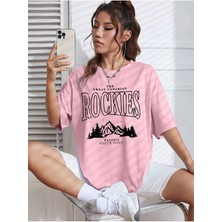 Mercoledi Rockıes Baskılı Siyah Oversize T-Shirt Salaş Boyfirend